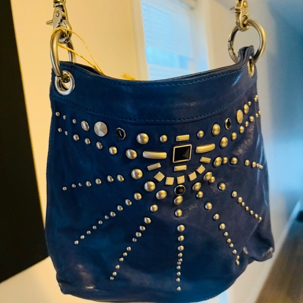 ABRO Blue Leather Crossbody